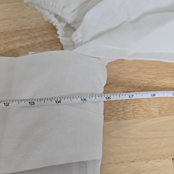 NWT Revolve Rumer Freya Puff Sleeve Linen Cutout Mini Dress Size Medium White - Picture 6 of 10